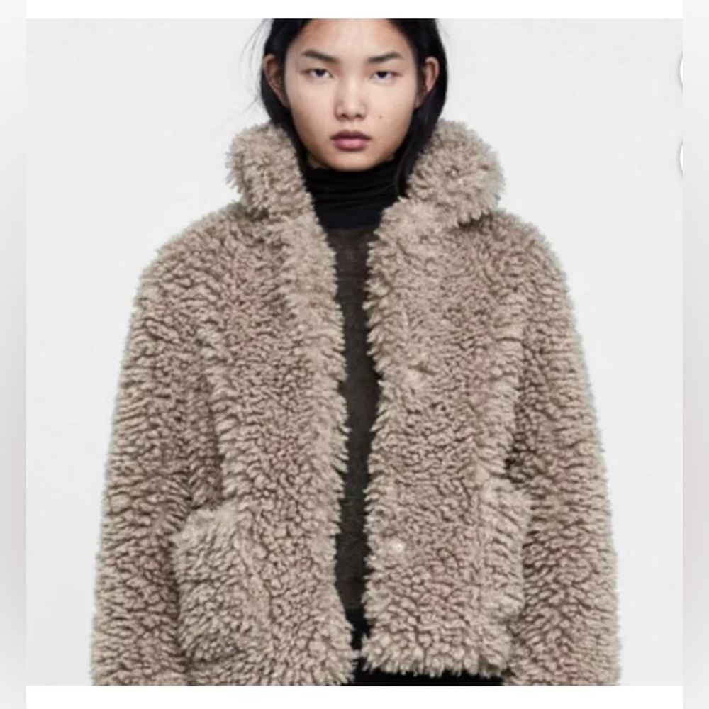 Zara teddy faux fur coat